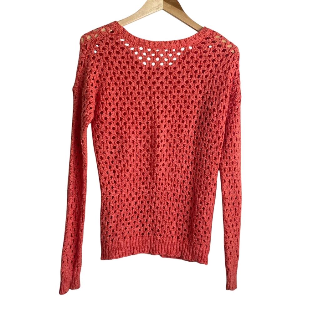 Olive & Oak Women Sweater S Orange Open Knit Beachy Coastal‎ Boho Cottage Chic - Picture 3 of 10